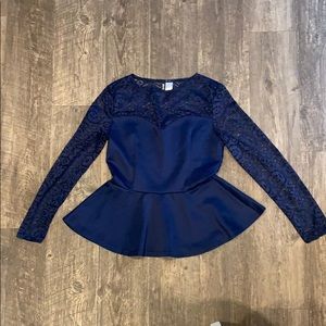 Peplum Navy Blouse